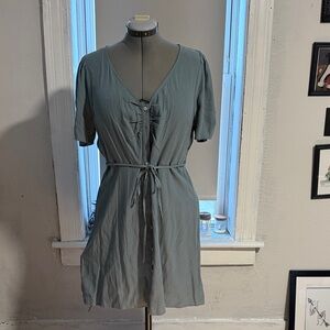 Madewell Slate Blue Tie-Waist Mini Dress